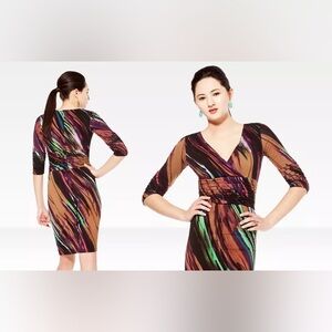 Nue by Shani multicolored 3/4 sleeve dress with Built in shapewear - 8 - NWT